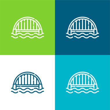 Köprü Düz 4 renk minimal simgesi seti