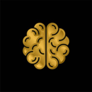 Beyin altın kaplamalı metalik simge veya logo vektörü