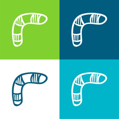 Boomerang Flat four color minimal icon set clipart