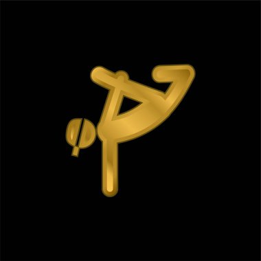 Breakdancing Dancer gold plated metalic icon or logo vector clipart