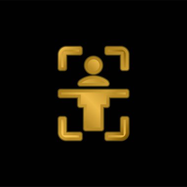 Body Scan gold plated metalic icon or logo vector clipart