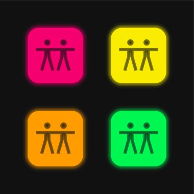 Apple four color glowing neon vector icon clipart