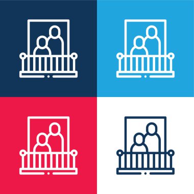 Balkon mavi ve kırmızı dört renk en küçük simge kümesi