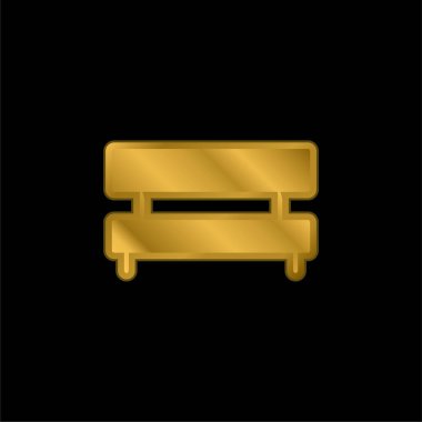 Bench gold plated metalic icon or logo vector clipart