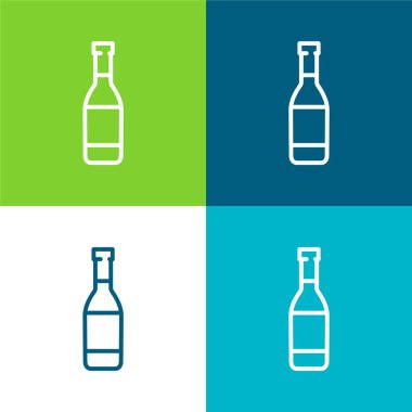 Bira Şişesi Düz 4 renk minimal simge kümesi