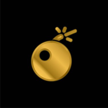 Bomba Uyarı: Altın kaplama metalik simge veya logo vektörü