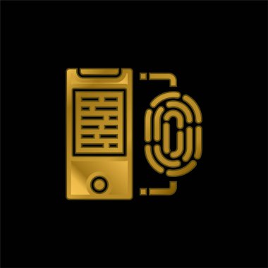 Biometric gold plated metalic icon or logo vector clipart