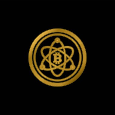 Bitcoin Bilim Sembolü altın kaplama metalik simge veya logo vektörü