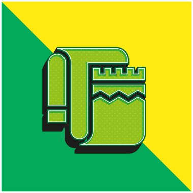 Battaniye Yeşil ve Sarı modern 3d vektör simgesi logosu