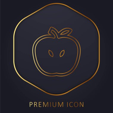 Apple Fruit altın çizgisi prim logosu veya simgesi