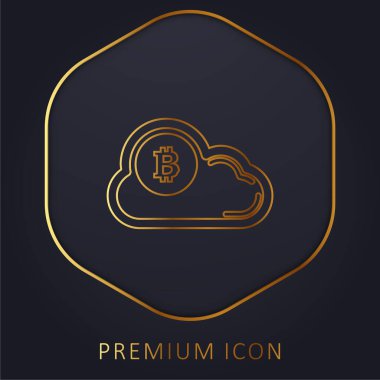 Bitcoin Bulut altın çizgisi üzerinde premium logo veya simge