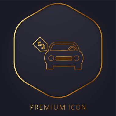 Brand New Car With Dollar Price Tag golden line premium logo or icon clipart