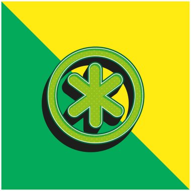 Asterisk Yıldız Sembolü Dairesel Düğme Yeşil ve Sarı Modern 3D vektör logosu