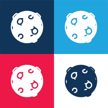 Mavi ve kırmızı daireli Siyah Top En az dört renk simgesi