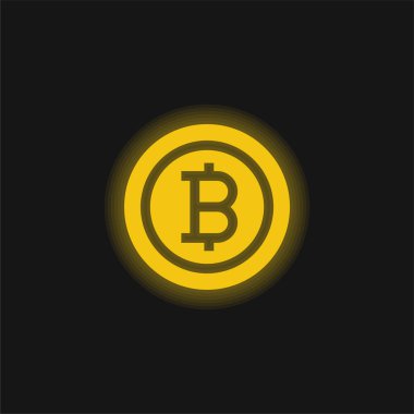 Bitcoin sarı parlayan neon simgesi