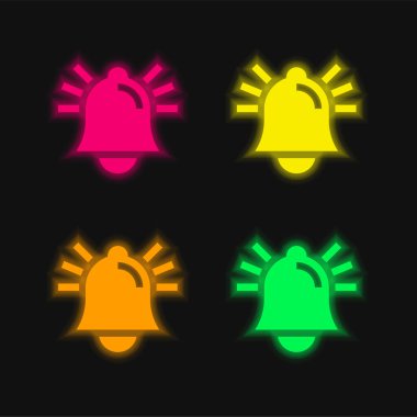 Alarm dört renk parlayan neon vektör simgesi