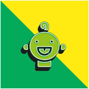 Bebek Yeşil ve Sarı Modern 3D vektör simgesi logosu