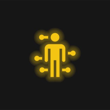 Akupunktur sarı parlayan neon simgesi