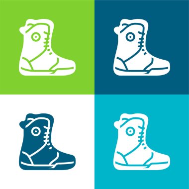 Boot Flat four color minimal icon set clipart