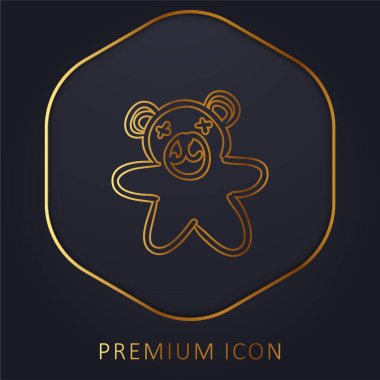 Bear Toy golden line premium logo or icon clipart