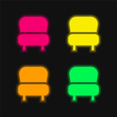 Koltuk dört renkli parlayan neon vektör simgesi