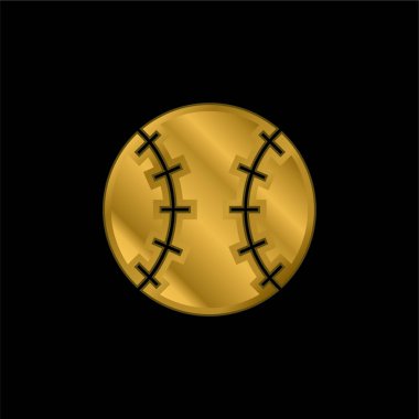 Beyzbol topu altın kaplama metalik simge veya logo vektörü