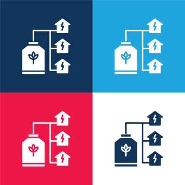 Bio Energy blue and red four color minimal icon set clipart