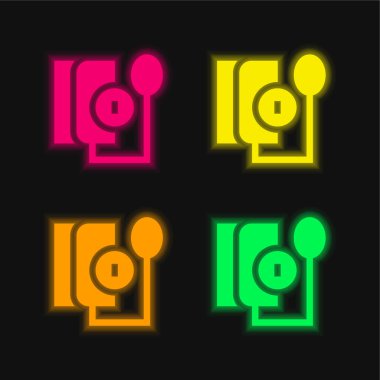 Kan basıncı göstergesi dört renk parlayan neon vektör simgesi