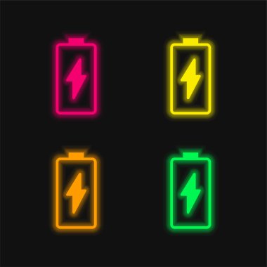 Pil dört renk parlayan neon vektör simgesi