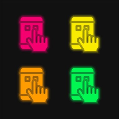 Parlayan dört renk neon vektör simgesi uygula