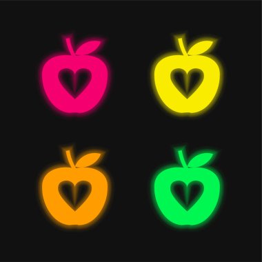 Apple dört renk parlayan neon vektör simgesi