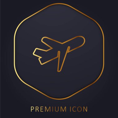 Uçak altın çizgisi prim logosu veya simgesi