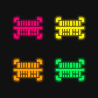 Barkod dört renk parlayan neon vektör simgesi