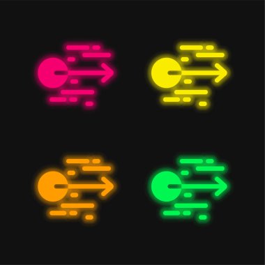 Acceleration four color glowing neon vector icon clipart