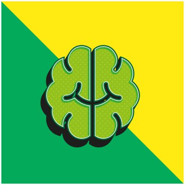 Beyin Yeşili ve Sarı Modern 3D vektör simgesi logosu