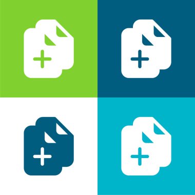 Dökümanlar Ekle Düz 4 renk minimal simgesi seti