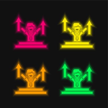 Advance four color glowing neon vector icon clipart