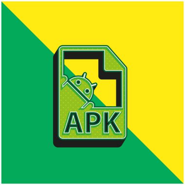APK Dosya Biçimi Yeşil ve Sarı 3d vektör simgesi logosu