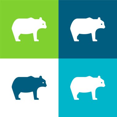 Ayı Düz 4 renk simgesi seti