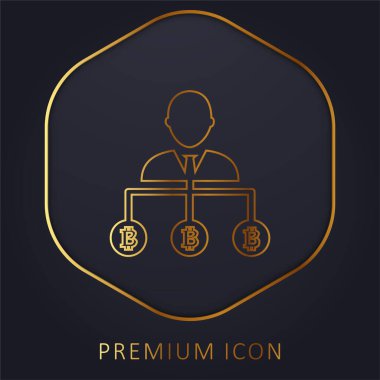 Bitcoin Kullanıcı Alt Satır Sembol Altın Çizgi prim logosu veya simgesi
