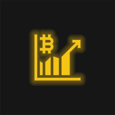 Bitcoin sarı parlayan neon simgesi