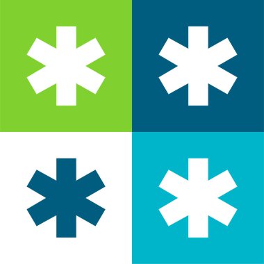 Asterisk Düz 4 renk en küçük simge kümesi