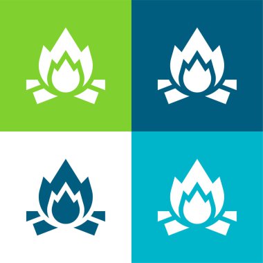 Şenlik Ateşi Düz 4 renk en küçük simge seti