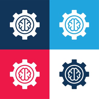 Yapay zeka mavi ve kırmızı dört renk minimal simgesi seti