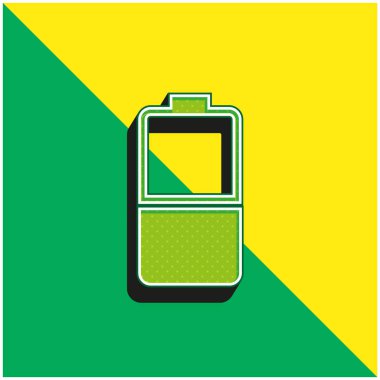 Pil Yeşil ve Sarı modern 3D vektör simgesi logosu