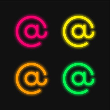 Parlayan dört renk neon vektör simgesinde