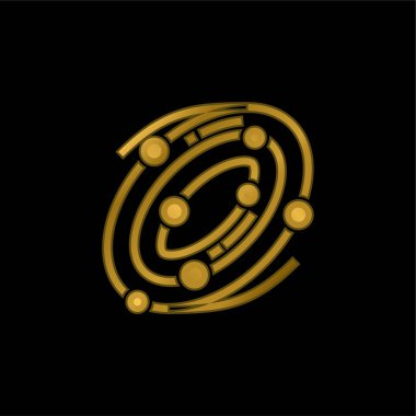 Astronomi altın kaplama metalik simge veya logo vektörü