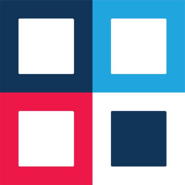 Black Square blue and red four color minimal icon set clipart