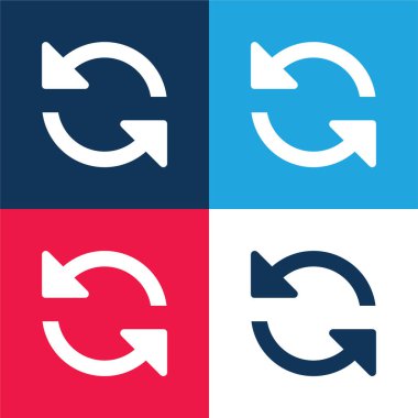 Arrows Couple Counterclockwise Rotating Symbol blue and red four color minimal icon set clipart