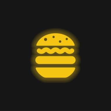 Büyük Hamburger sarı parlak neon ikonu